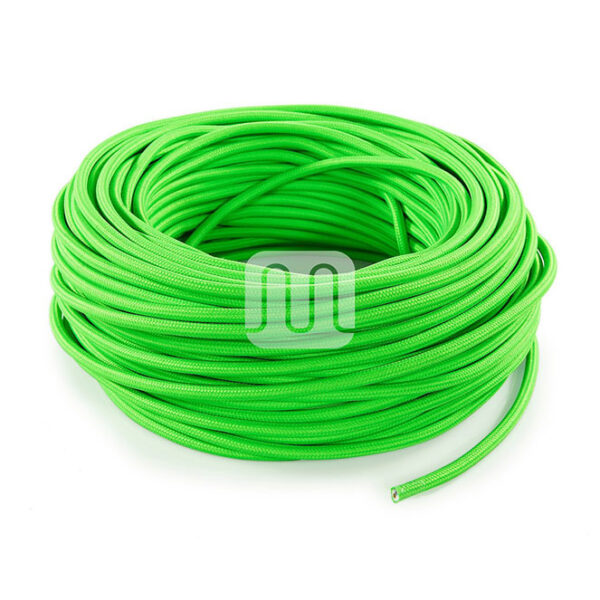 Cabo elétrico redondo flexível revestido a tecido H03VV-F 2x0,75mm2 D.6.2mm verde fluorescente TO67 - Image 2