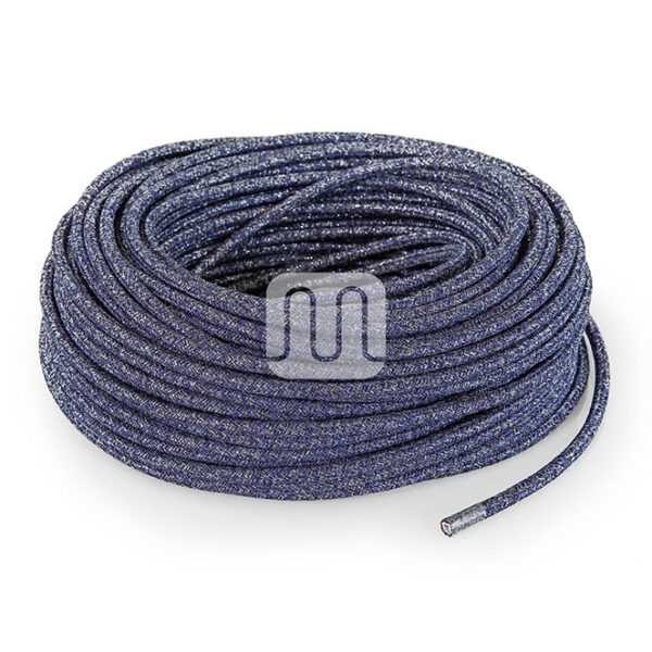 Cabo elétrico redondo flexível revestido a tecido H03VV-F 2x0,75mm2 D.6.2mm, em azul jeans TO459 - Image 2