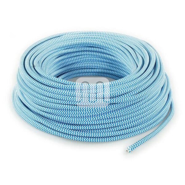 Cabo elétrico redondo flexível revestido a tecido H03VV-F 3x0,75mm2 D.6.4mm, azul turquesa/branco - Image 2