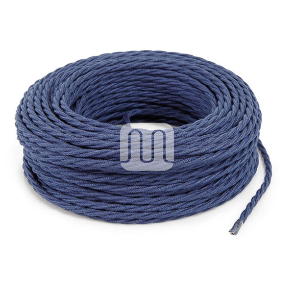 Cabo elétrico torcido revestido a tecido H05V2-K FRRTX 3x0,75mm2 D.7.0mm, em azul jeans TR410 - Image 2