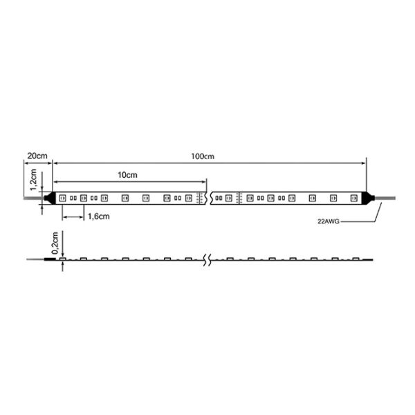 Fita LED 24Vdc 19,2W/m 60LED/m RGB CCT IP20 1m (múltiplos de 5m) - Image 2