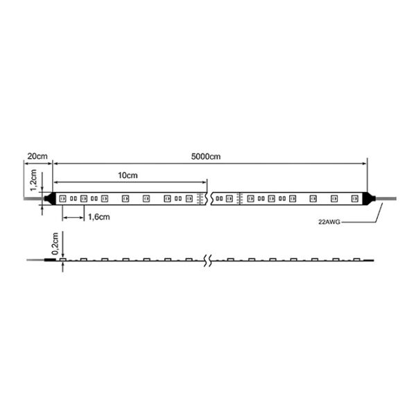 Fita LED 24Vdc 19,2W/m 60LED/m RGB CCT IP20 50m/rolo - Image 2