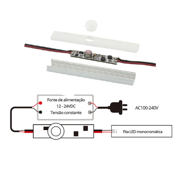 Interruptor com sensor de movimento PIR 12V/24Vdc 3A - Image 3