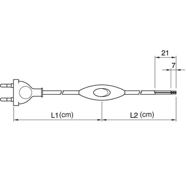 Extensão eléctrica 2,0m (120*80) fio 2x0,75mm² branco, ficha EU 2P e interruptor de mão brancos - Image 2