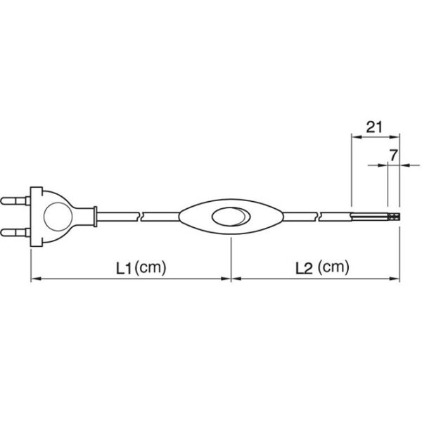 Extensão eléctrica 2,0m (120*80) fio 2x0,75mm² preto, ficha EU 2P e interruptor de mão pretos - Image 2