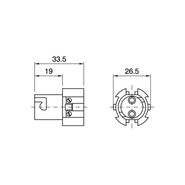 Miolo para suporte B15 inglês branco, em resina termoplástica - Image 2