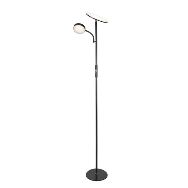 Candeeiro de pé LAGOS com braço de leitura 15+10W LED 4000K 1140+750lm Alt.174xD.24cm preto - Image 2