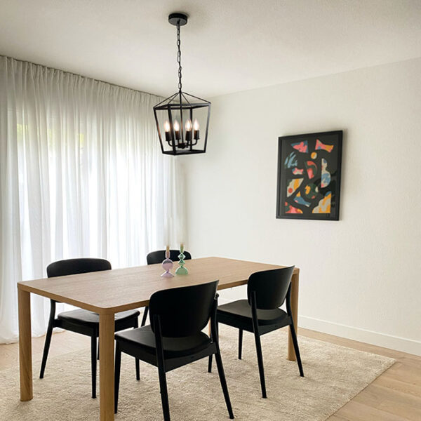 Suspensão NORA 4xE14 C.25xL.25xAlt.Reg.cm em metal preto - Image 3