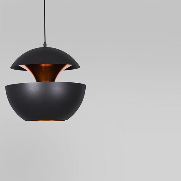Suspensão MUNICH D.35cm 1xE27 em metal preto com interior em dourado - Image 2