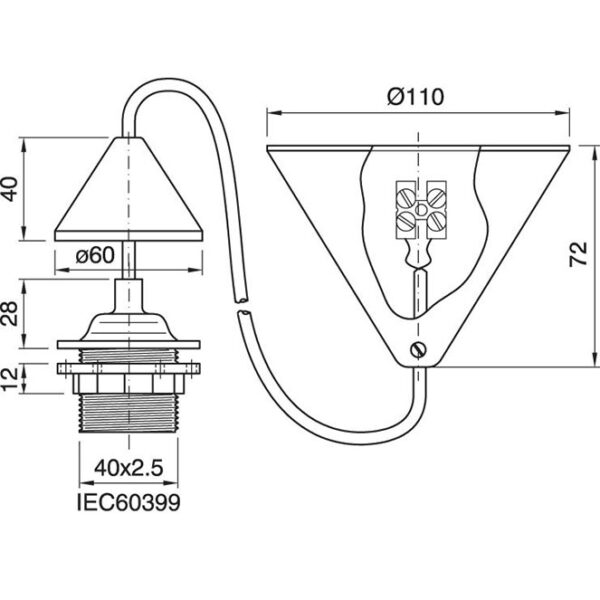 Armação para suspensão PN 1xE27 Alt.Reg.xD.11cm Transparente (024459) - Image 2