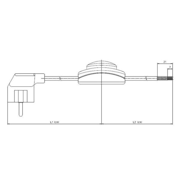 Extensão eléctrica 4,0m (150*250) fio 3x0,75mm² preto, ficha Schuko 2P+T e interruptor de pé preto - Image 2