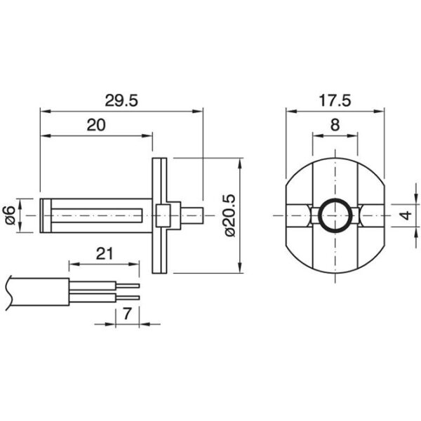 Isolador e stop para suporte E14 1-peça para cabos achatados, em resina termoplástica de cor branco - Image 2