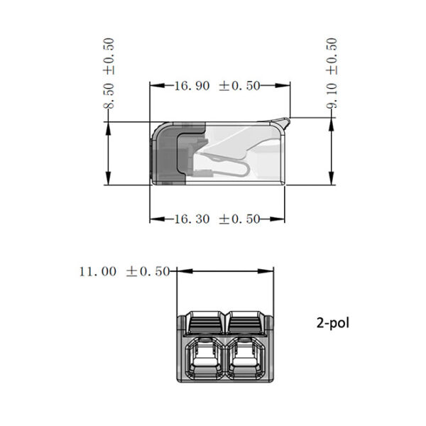 Ligador com patilha 2 polos 0,2-2,5mm2 450V 24A em policarbonato transparente (cx 100pcs) - Image 3