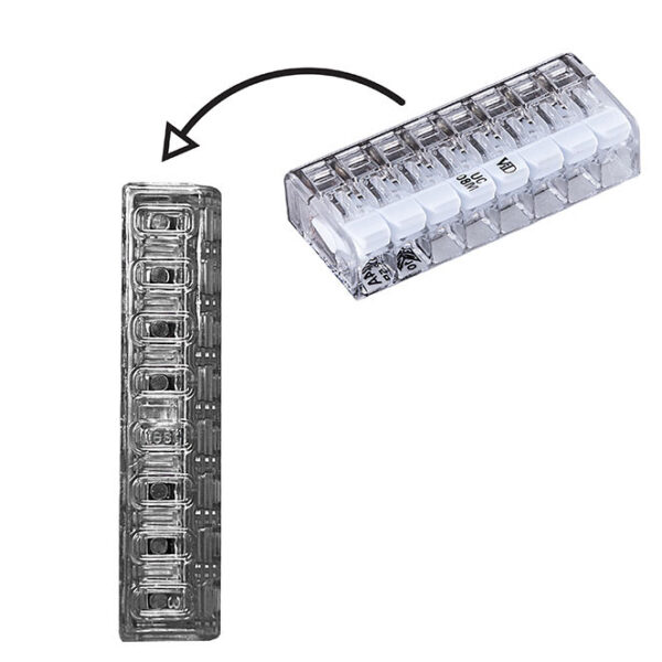 Ligador com patilha 8 polos 0,2-2,5mm2 450V 24A em policarbonato transparente (cx 25pcs) - Image 2
