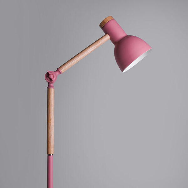 Candeeiro de pé TEACHER 1xE27 Alt.150cmxD.22cm Rosa mate/Madeira - Image 2