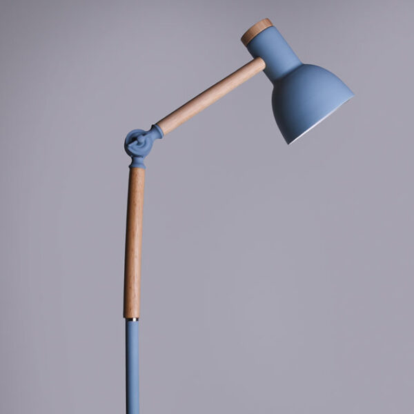 Candeeiro de pé TEACHER 1xE27 Alt.150cmxD.22cm Azul mate/Madeira - Image 2