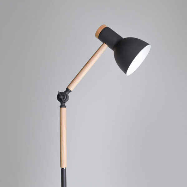 Candeeiro de pé TEACHER 1xE27 Alt.150cmxD.22cm Cinza mate/Madeira - Image 2