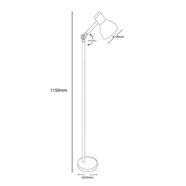 Candeeiro de pé TEACHER 1xE27 Alt.150cmxD.22cm Cinza mate/Madeira - Image 3