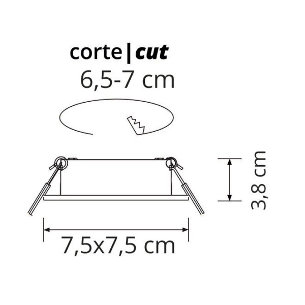 Aro de encastrar ZÉFIRO quadrado fixo C.7,5xL.7,5xAlt.3,8cm níquel - Image 2