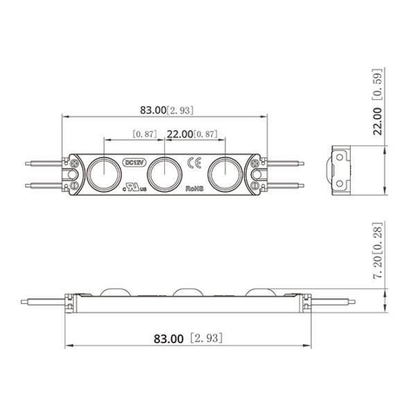 Módulo LED ZE03 linear 1,5W 83mm IP65 12VDC 7000K - Image 2