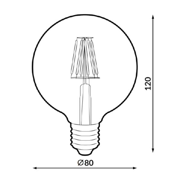 Lâmpada LED Filamento E27 G80 6W Âmbar 2300K - Image 2