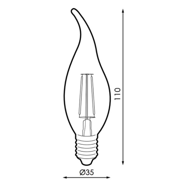 Lâmpada LED Filamento E14 C35 Ponta 4W Âmbar 2300K - Image 2