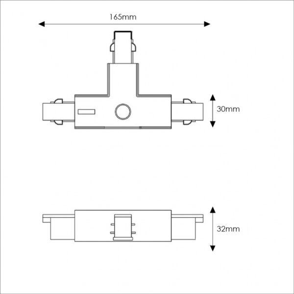 Conector tipo T para calha trifásico  Preto - Image 2