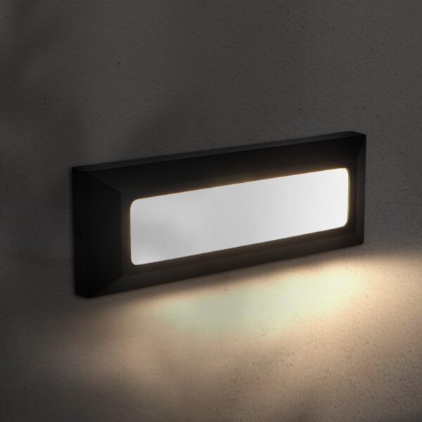 Baliza LED Wall Longo Retangular Preto 5W IP54 3000K - Image 4