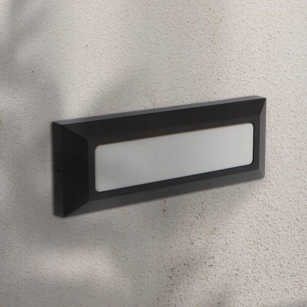 Baliza LED Wall Longo Retangular Preto 5W IP54 3000K