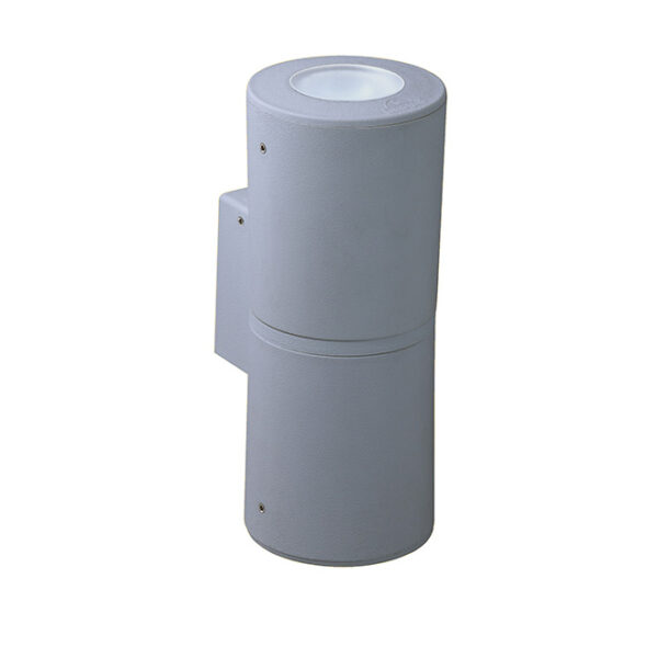 Aplique FRANCA 2xGU10 6W botão CCT (2cores) IP55 C.9,5xL.11xAlt.24cm resina cinza