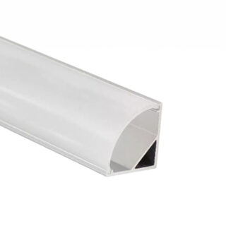 Calha de canto sem abas para fita LED com difusor opalino L.15,8x Alt.15,8mm