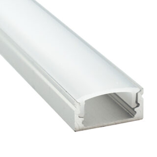 Calha sem abas para fita LED, branca com difusor opalino L.17,3x Alt.7,59mm
