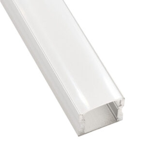 Calha sem abas para fita LED branca com difusor opalino L.17,6x Alt.14,47mm