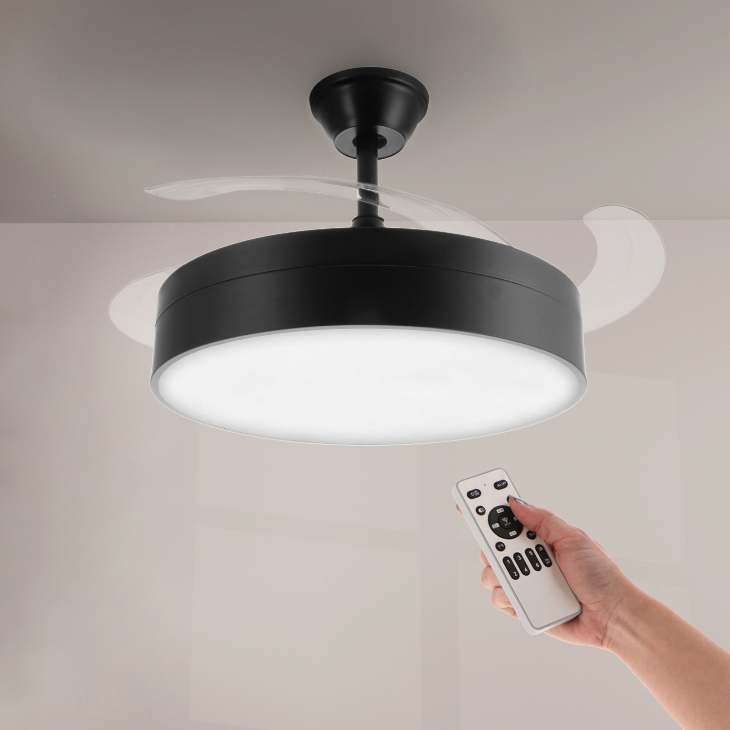 Ventoinha de teto LED Messe Preto ø107 Cm CCT