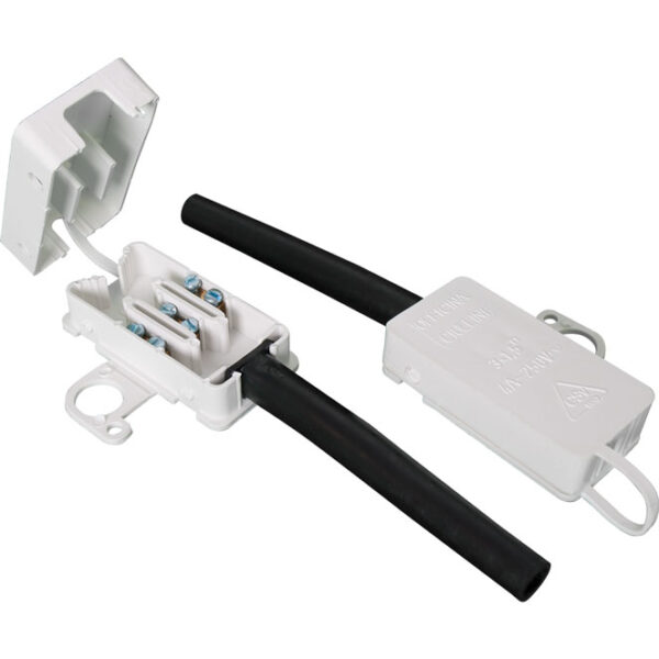 Caixa de ligação de plástico branca com tubo 3x1.5mm2 4,9x2,6x1,2cm (40B3-IT)