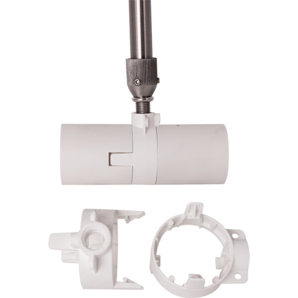 Adaptador branco para 2 suportes E27, em resina termoplástica