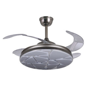 Ventoinha de tecto MARTE cromada, 4 palas retráteis, 72W LED 3000|4000|6000K, Alt.35xD.108/50cm