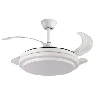 Ventoinha de tecto SELENE branco, 4 palas retráteis, 72W LED 3000|4000|6000K, Alt.35xD.108/50cm