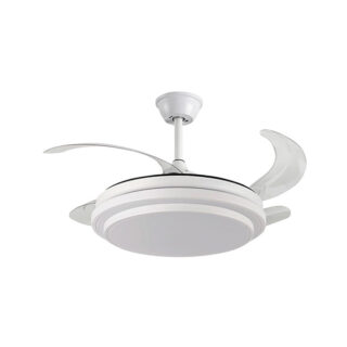 Ventoinha de tecto SELENE MINI branco, 4 palas retráteis, 48W LED 3000|4000|6000K, Alt.35xD.91/40cm