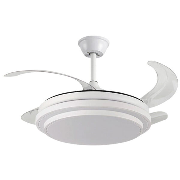 Ventoinha de tecto SELENE branco, 4 palas retráteis, 72W LED 3000|4000|6000K, Alt.35xD.108/50cm
