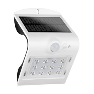 Aplique solar SOLARIS IP65 1,5W 220lm LED 3000K+LED traseiro 3000K C.9,65xL.7,94xAlt.14,49cm branco
