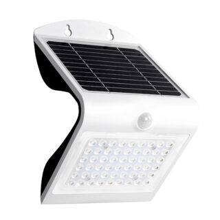 Aplique solar SOLARIS IP65 4W 500lm LED 3000K+LED traseiro 3000K C.14xL.11,48xAlt.21,11cm branco