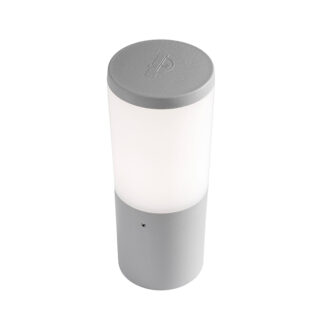 Pilar AMELIA 1xE27 8,5W botão CCT (3cores) IP55 Alt.25xD.10cm resina cinza