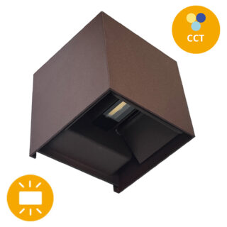 Aplique SOR IP65 2x5W LED CCT 3000/4000/6500K C.10xL.10xAlt.10cm cor ferrugem