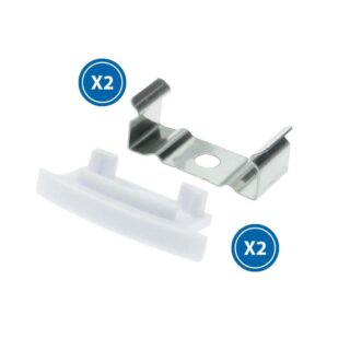 Pack de 2 topos e 2 grampos para perfil LM3705