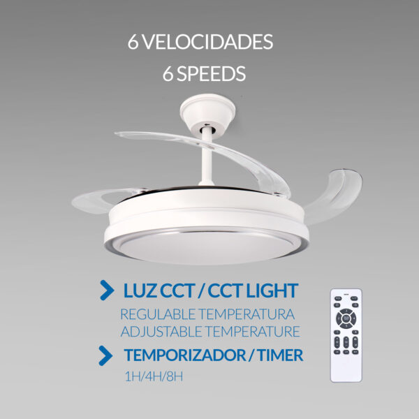 Ventoinha de Teto LED White Hood - Image 3