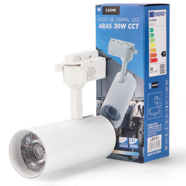 Foco LED para calha Branco Aras 30W Monofásico CCT - Image 3