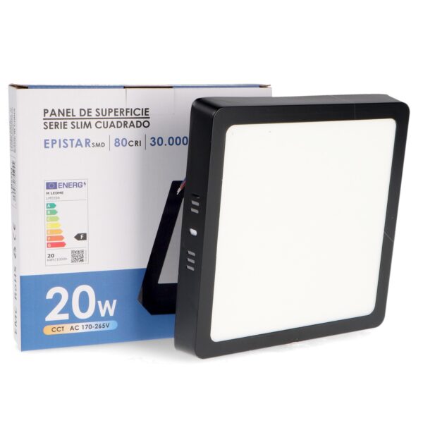 Painel de Superficie Serie Slim Preto Quadrado 20W CCT - Image 3