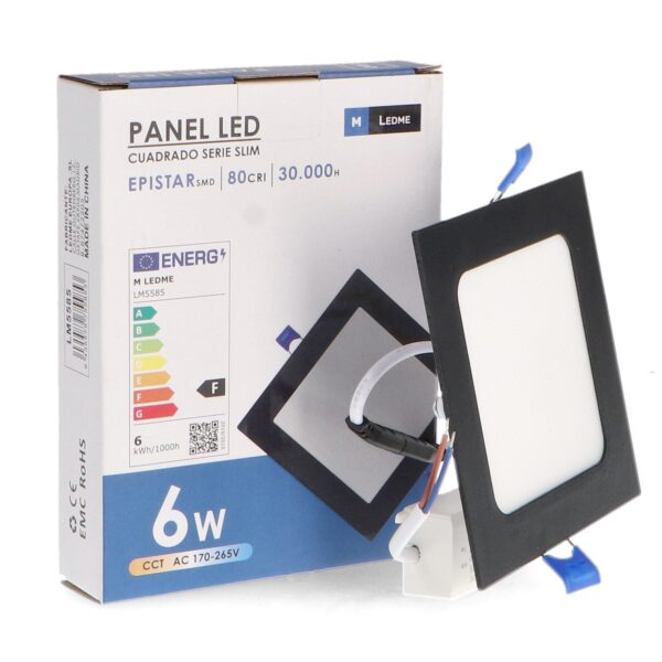 Painel LED quadrado Preto 6W CCT - Image 3