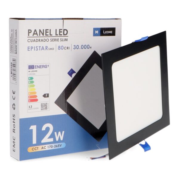 Painel LED quadrado Preto 12W CCT - Image 3
